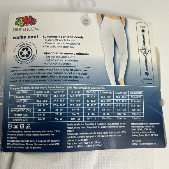 Fruit Of The Loom Womens Beyond Soft Waffle Pant Size Medium 8-10 White Thermal - Picture 11 of 12